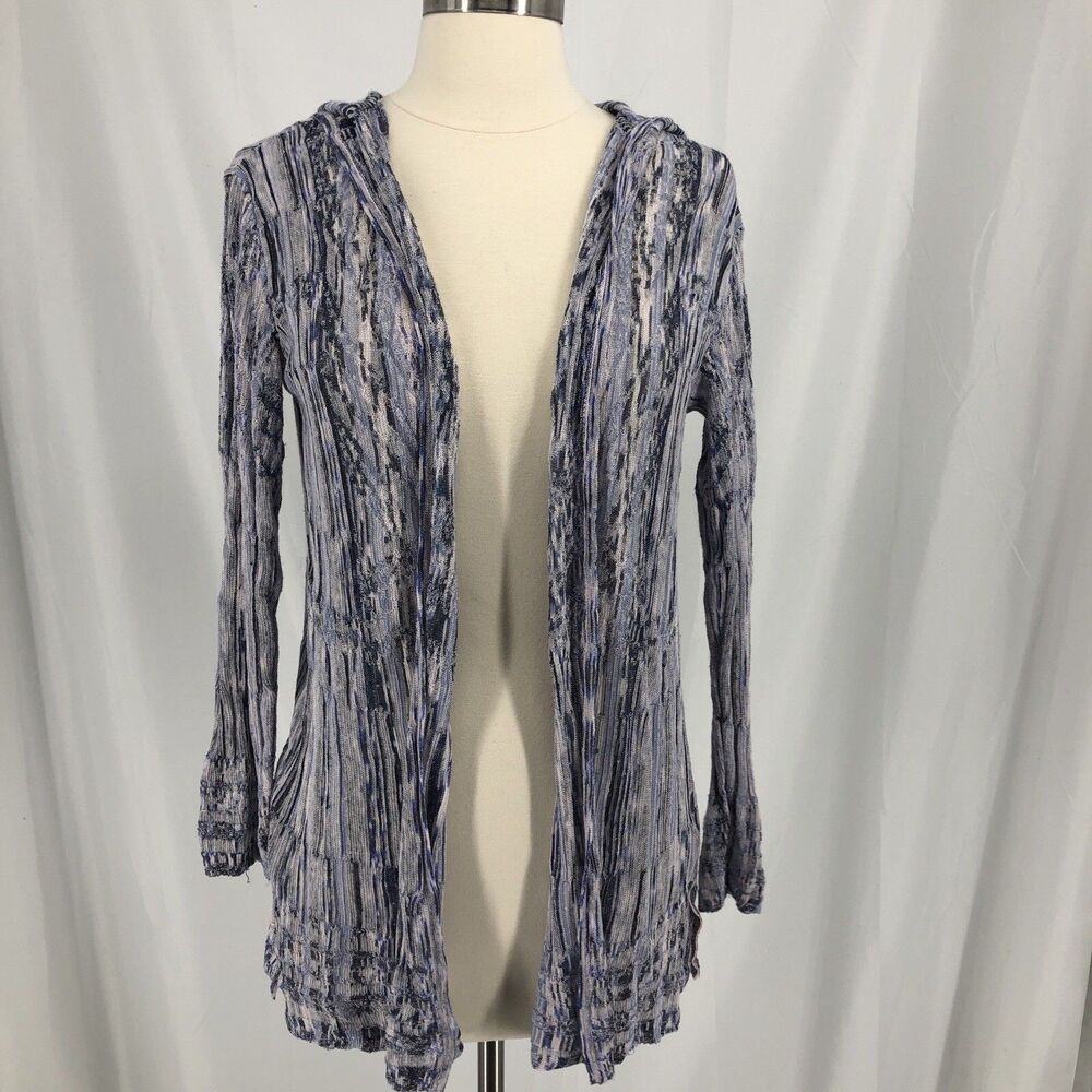 Nic Zoe Blue open front hooded cardigan Medium